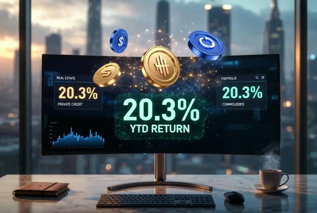 Tokenized alternative investments portfolio allocation chart showing 20% returns in 2026
