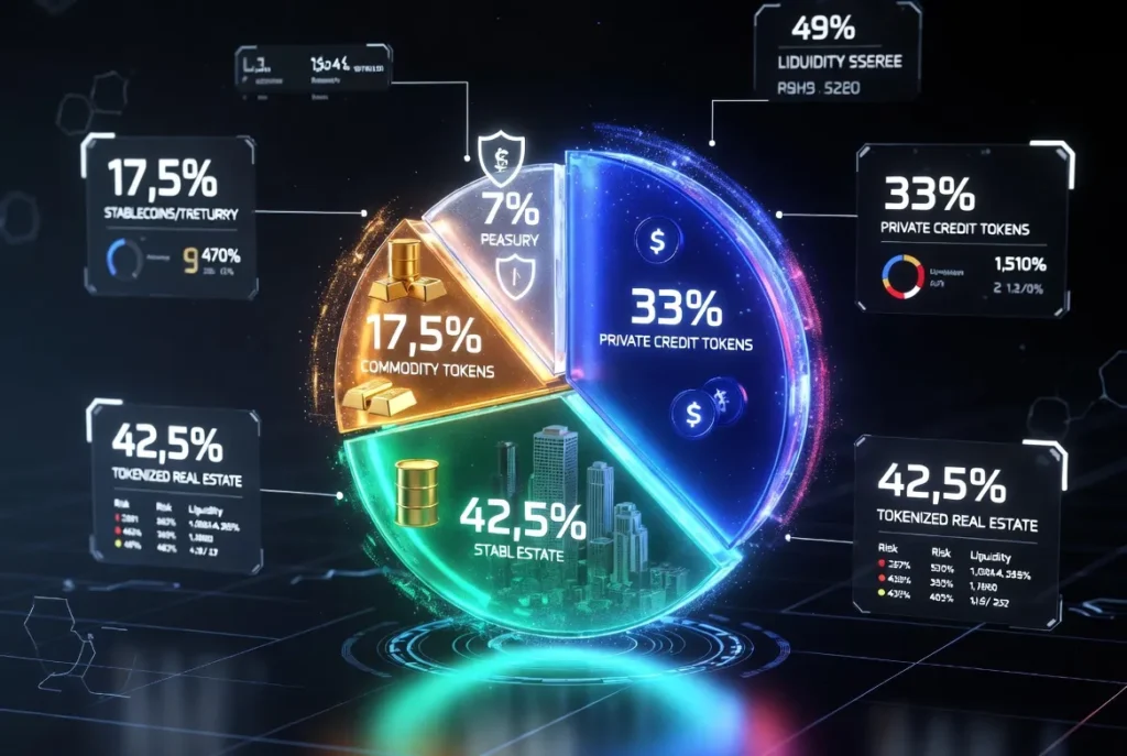 Tokenized alternative investments portfolio allocation chart showing 20% returns in 2026
